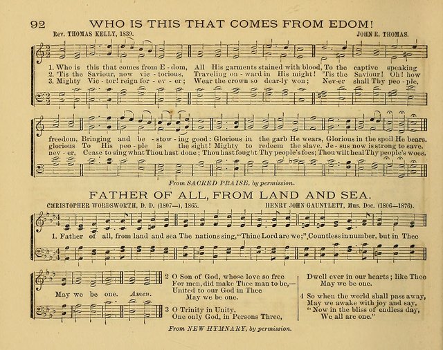 The Alleluia: a collection of hymns and tunes for the church scool, and the mid-week meeting page 92