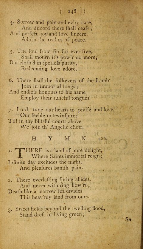 A Choice Collection of Hymns, in which are some never before printed page 148