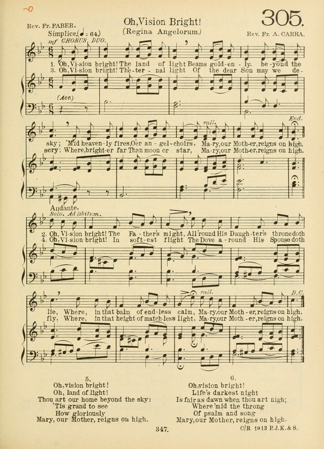American Catholic Hymnal: an extensive collection of hymns, Latin chants, and sacred songs for church, school, and home, including Gregorian masses, vesper psalms, litanies... page 354