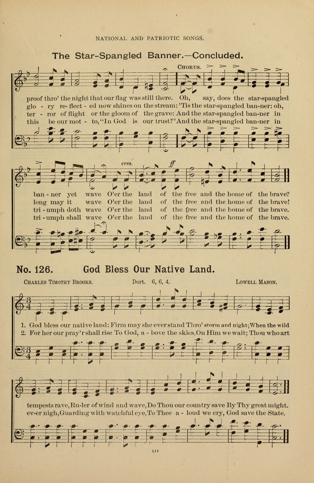 The Assembly Hymn and Song Collection: designed for use in chapel, assembly, convocation, or general exercises of schools, normals, colleges and universities. (3rd ed.) page 111