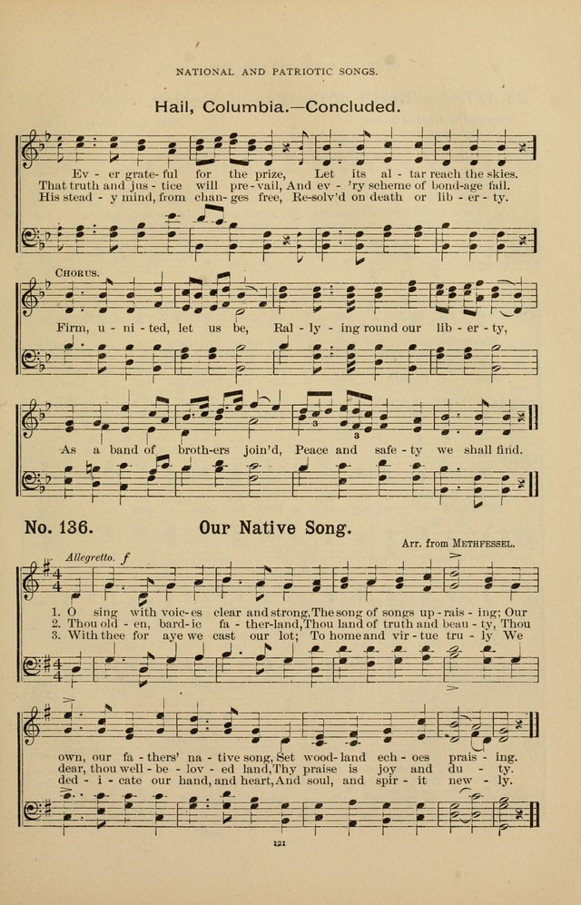 The Assembly Hymn and Song Collection: designed for use in chapel, assembly, convocation, or general exercises of schools, normals, colleges and universities. (3rd ed.) page 121