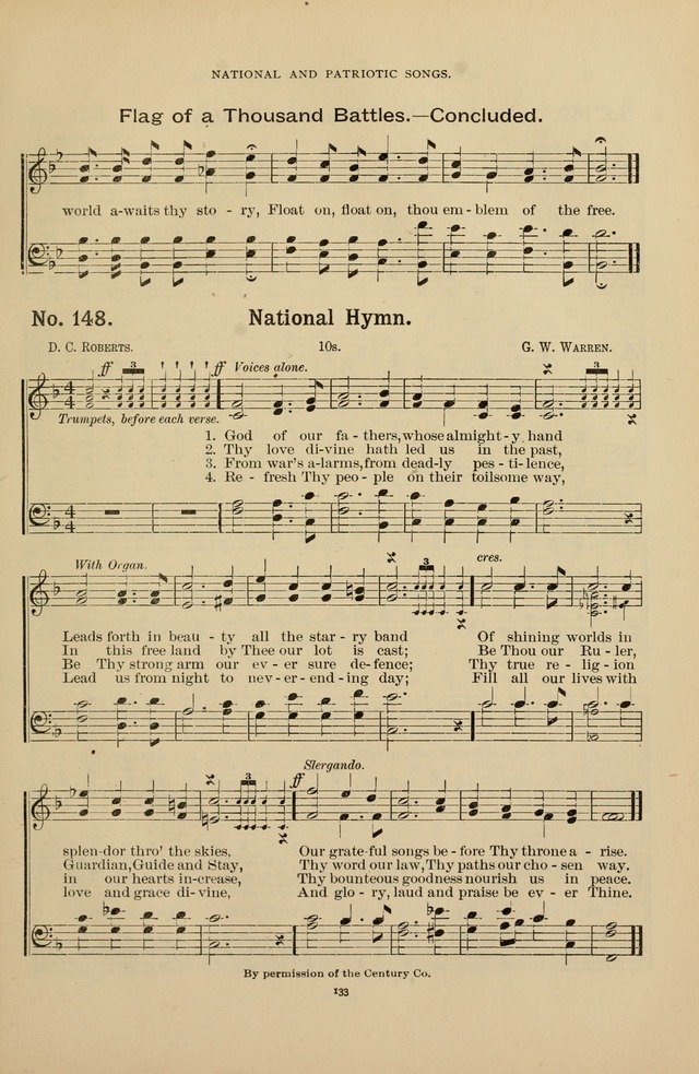 The Assembly Hymn and Song Collection: designed for use in chapel, assembly, convocation, or general exercises of schools, normals, colleges and universities. (3rd ed.) page 133