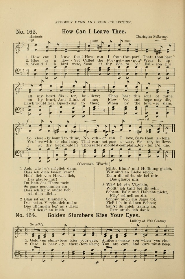 The Assembly Hymn and Song Collection: designed for use in chapel, assembly, convocation, or general exercises of schools, normals, colleges and universities. (3rd ed.) page 148