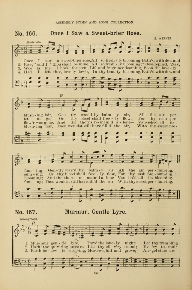 The Assembly Hymn and Song Collection: designed for use in chapel, assembly, convocation, or general exercises of schools, normals, colleges and universities. (3rd ed.) page 150