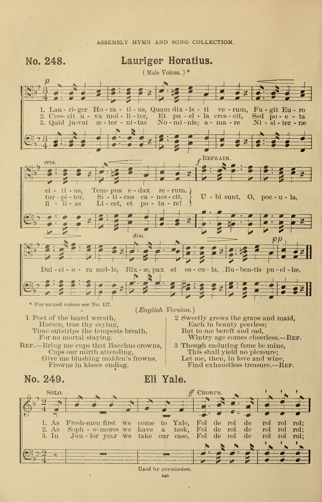 The Assembly Hymn and Song Collection: designed for use in chapel, assembly, convocation, or general exercises of schools, normals, colleges and universities. (3rd ed.) page 242