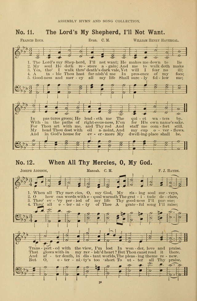 The Assembly Hymn and Song Collection: designed for use in chapel, assembly, convocation, or general exercises of schools, normals, colleges and universities. (3rd ed.) page 32