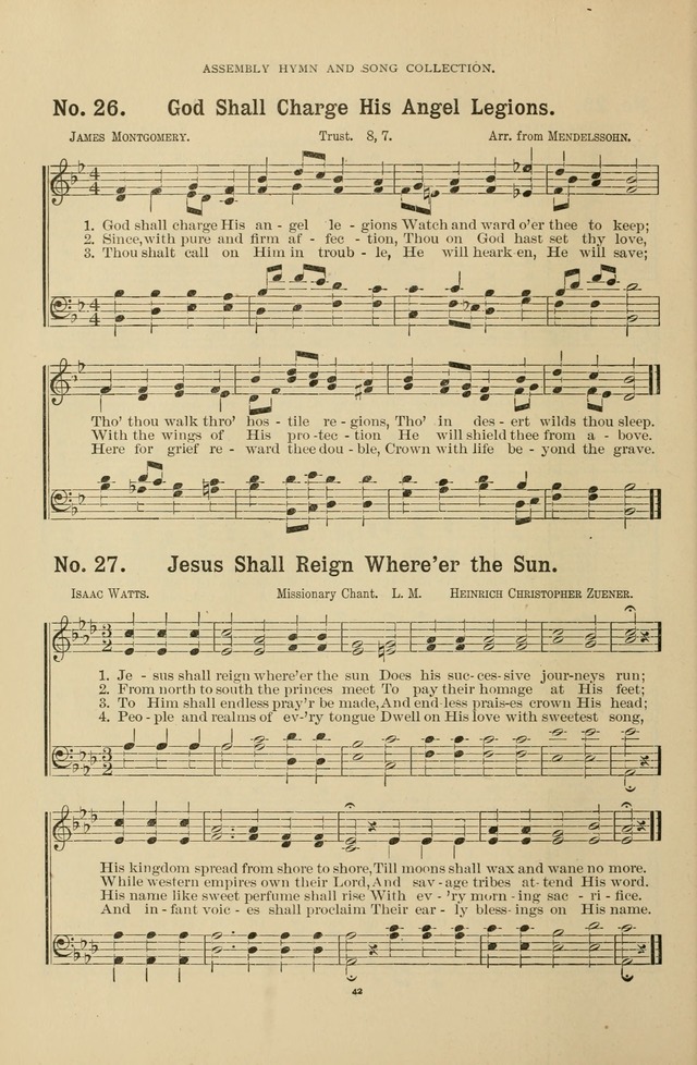 The Assembly Hymn and Song Collection: designed for use in chapel, assembly, convocation, or general exercises of schools, normals, colleges and universities. (3rd ed.) page 42