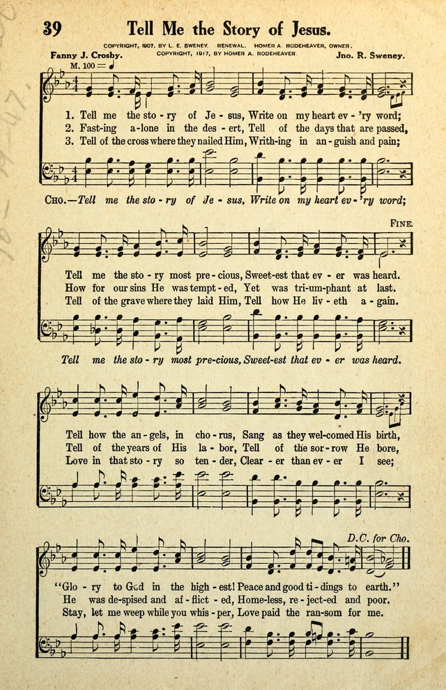 Awakening Songs for the Church, Sunday School and Evangelistic Services page 39