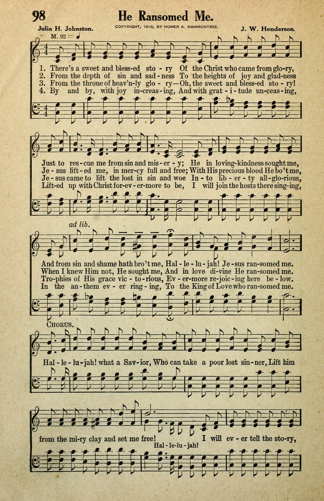 Awakening Songs for the Church, Sunday School and Evangelistic Services page 98