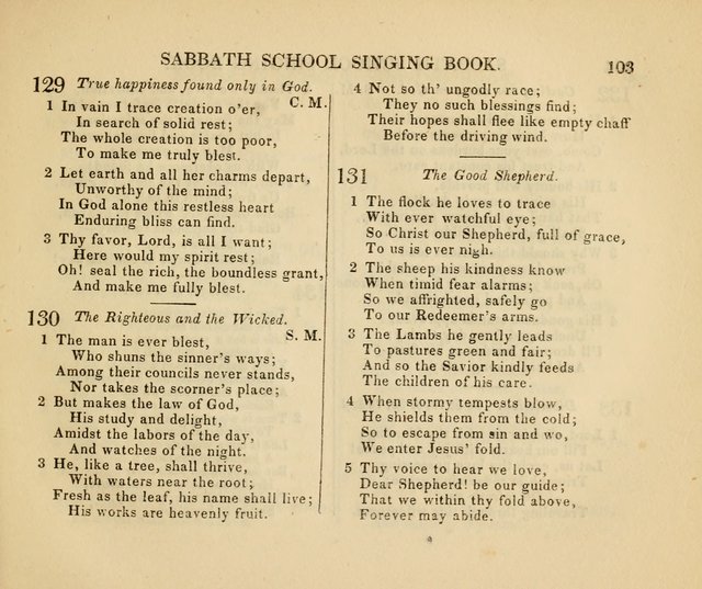 The American Sabbath School Singing Book: containing hymns, tunes, scriptural selections and chants, for Sabbath schools page 103