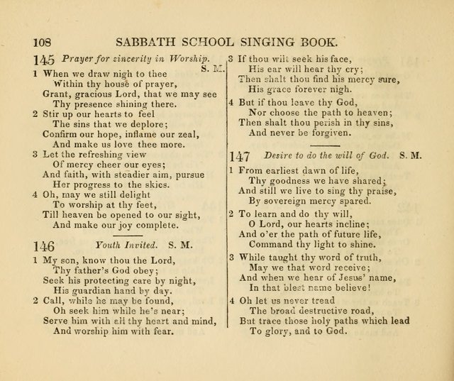 The American Sabbath School Singing Book: containing hymns, tunes, scriptural selections and chants, for Sabbath schools page 108