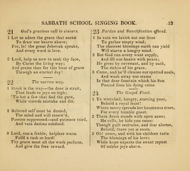 The American Sabbath School Singing Book: containing hymns, tunes, scriptural selections and chants, for Sabbath schools page 13