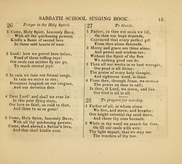 The American Sabbath School Singing Book: containing hymns, tunes, scriptural selections and chants, for Sabbath schools page 15