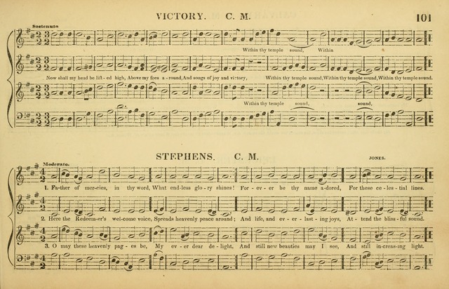 The American Vocalist: a selection of tunes, anthems, sentences, and hymns, old and new: designed for the church, the vestry, or the parlor; adapted to every variety of metre in common use. (Rev. ed.) page 101