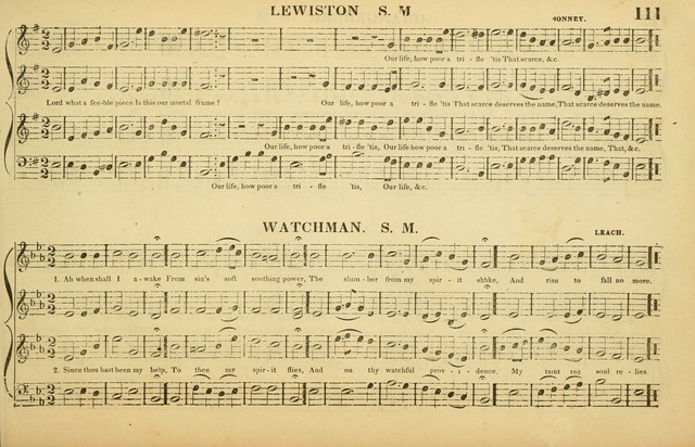 The American Vocalist: a selection of tunes, anthems, sentences, and hymns, old and new: designed for the church, the vestry, or the parlor; adapted to every variety of metre in common use. (Rev. ed.) page 111