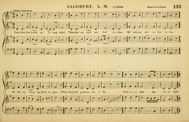 The American Vocalist: a selection of tunes, anthems, sentences, and hymns, old and new: designed for the church, the vestry, or the parlor; adapted to every variety of metre in common use. (Rev. ed.) page 133