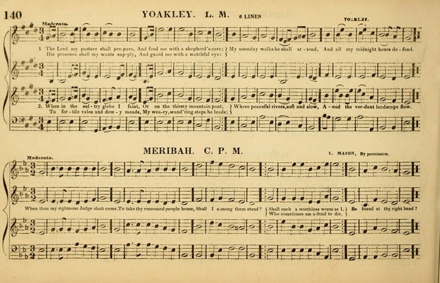The American Vocalist: a selection of tunes, anthems, sentences, and hymns, old and new: designed for the church, the vestry, or the parlor; adapted to every variety of metre in common use. (Rev. ed.) page 140