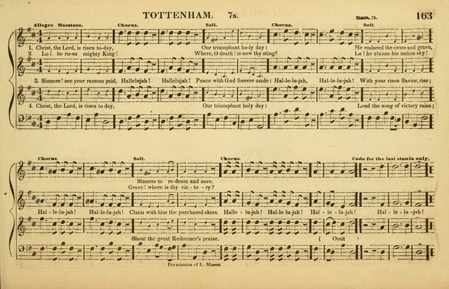 The American Vocalist: a selection of tunes, anthems, sentences, and hymns, old and new: designed for the church, the vestry, or the parlor; adapted to every variety of metre in common use. (Rev. ed.) page 163