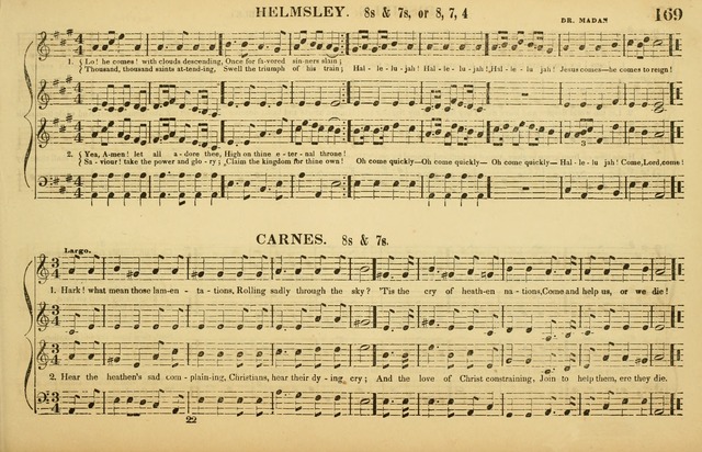 The American Vocalist: a selection of tunes, anthems, sentences, and hymns, old and new: designed for the church, the vestry, or the parlor; adapted to every variety of metre in common use. (Rev. ed.) page 169