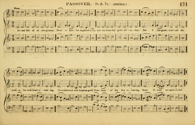 The American Vocalist: a selection of tunes, anthems, sentences, and hymns, old and new: designed for the church, the vestry, or the parlor; adapted to every variety of metre in common use. (Rev. ed.) page 171