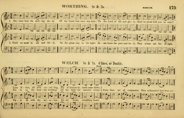 The American Vocalist: a selection of tunes, anthems, sentences, and hymns, old and new: designed for the church, the vestry, or the parlor; adapted to every variety of metre in common use. (Rev. ed.) page 175