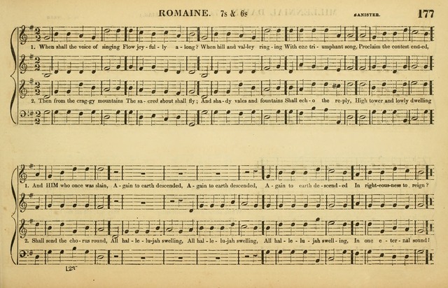 The American Vocalist: a selection of tunes, anthems, sentences, and hymns, old and new: designed for the church, the vestry, or the parlor; adapted to every variety of metre in common use. (Rev. ed.) page 177