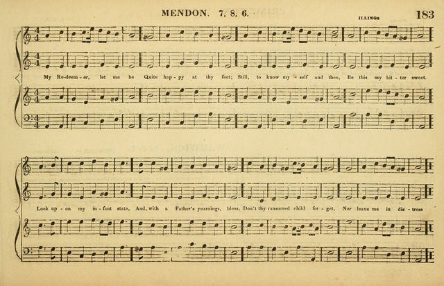 The American Vocalist: a selection of tunes, anthems, sentences, and hymns, old and new: designed for the church, the vestry, or the parlor; adapted to every variety of metre in common use. (Rev. ed.) page 183