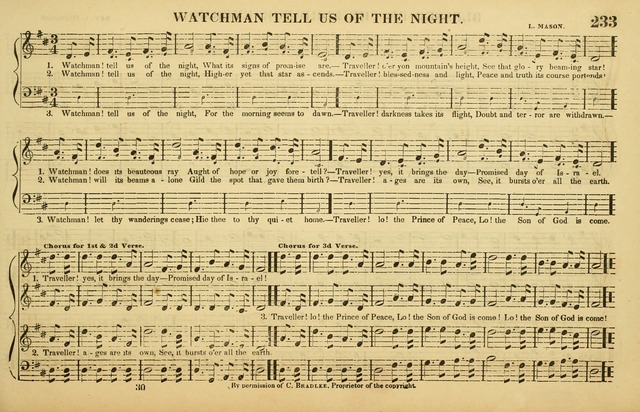 The American Vocalist: a selection of tunes, anthems, sentences, and hymns, old and new: designed for the church, the vestry, or the parlor; adapted to every variety of metre in common use. (Rev. ed.) page 233