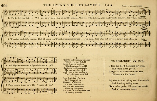 The American Vocalist: a selection of tunes, anthems, sentences, and hymns, old and new: designed for the church, the vestry, or the parlor; adapted to every variety of metre in common use. (Rev. ed.) page 294