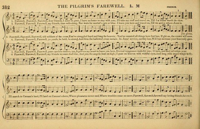 The American Vocalist: a selection of tunes, anthems, sentences, and hymns, old and new: designed for the church, the vestry, or the parlor; adapted to every variety of metre in common use. (Rev. ed.) page 312