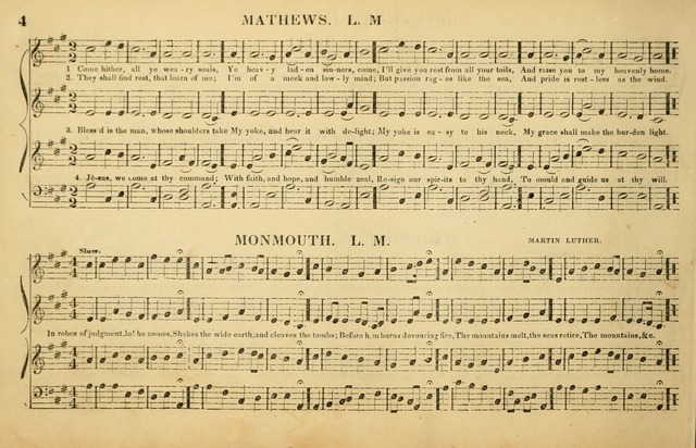 The American Vocalist: a selection of tunes, anthems, sentences, and hymns, old and new: designed for the church, the vestry, or the parlor; adapted to every variety of metre in common use. (Rev. ed.) page 4