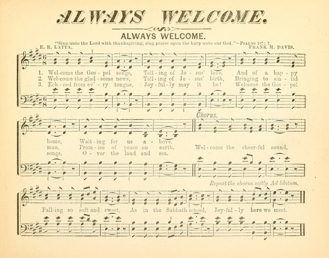 Always Welcome: a choice collection of song gems for the Sunday Shcool, prayer and praise meetings and the home circle page 8
