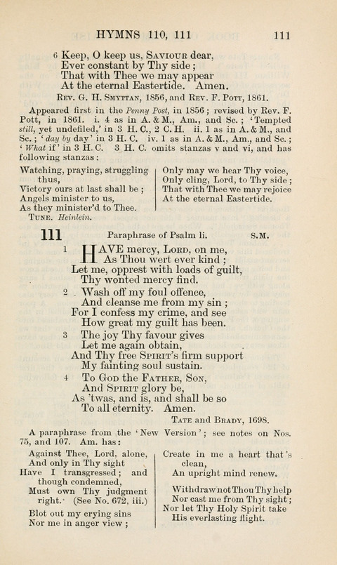The Book of Common Praise: being the Hymn Book of the Church of England in Canada. Annotated edition page 111