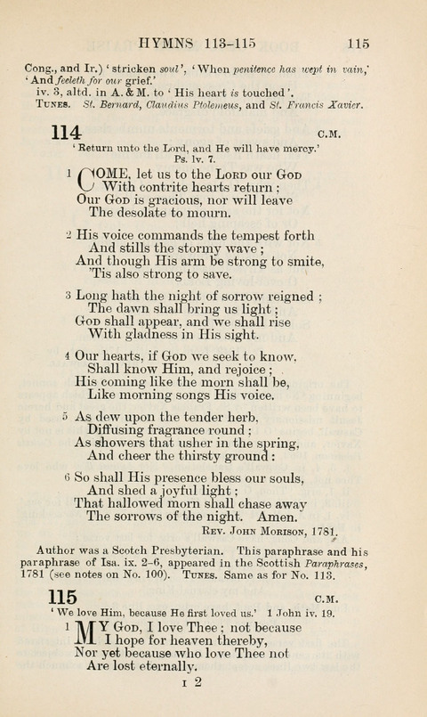 The Book of Common Praise: being the Hymn Book of the Church of England in Canada. Annotated edition page 115