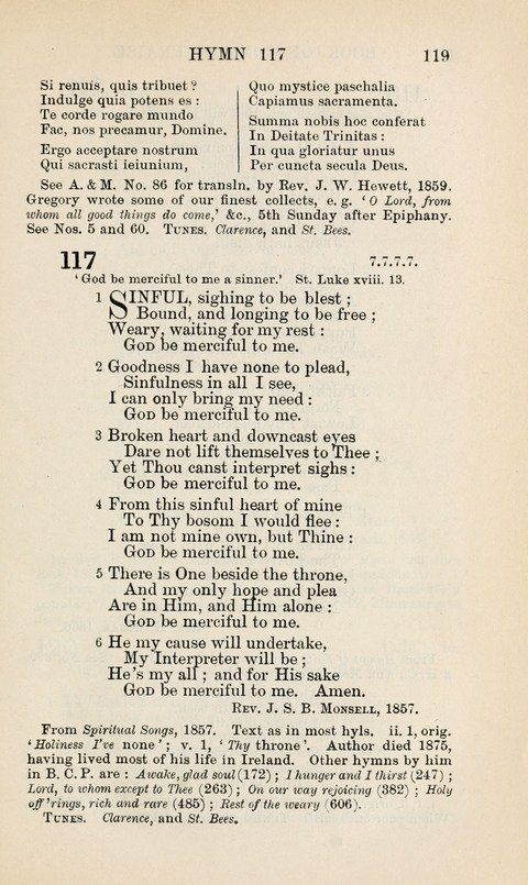 The Book of Common Praise: being the Hymn Book of the Church of England in Canada. Annotated edition page 119