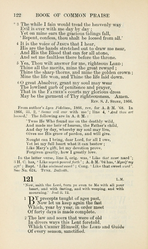The Book of Common Praise: being the Hymn Book of the Church of England in Canada. Annotated edition page 122
