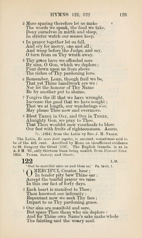 The Book of Common Praise: being the Hymn Book of the Church of England in Canada. Annotated edition page 123