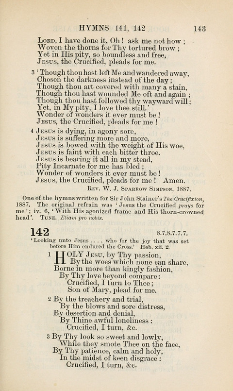 The Book of Common Praise: being the Hymn Book of the Church of England in Canada. Annotated edition page 143