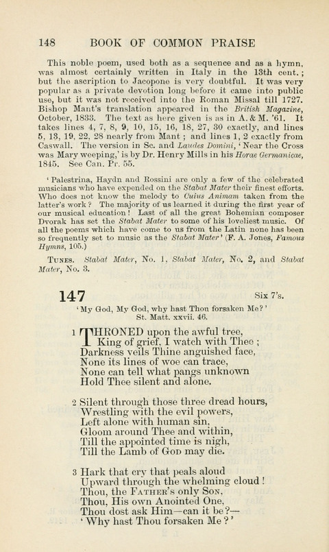 The Book of Common Praise: being the Hymn Book of the Church of England in Canada. Annotated edition page 148