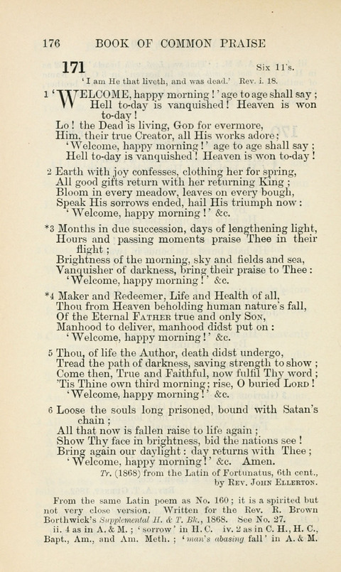 The Book of Common Praise: being the Hymn Book of the Church of England in Canada. Annotated edition page 176