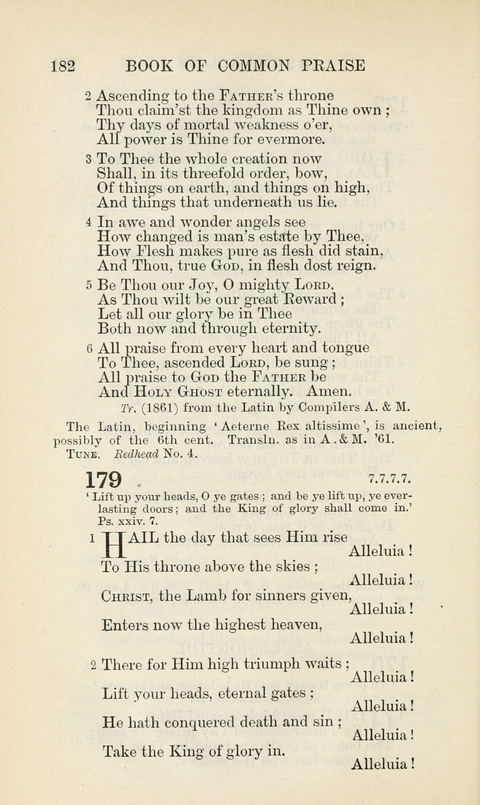 The Book of Common Praise: being the Hymn Book of the Church of England in Canada. Annotated edition page 182