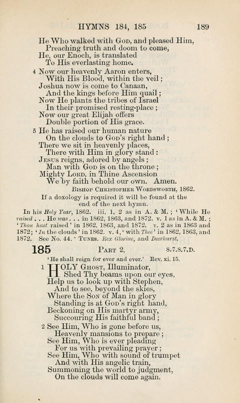 The Book of Common Praise: being the Hymn Book of the Church of England in Canada. Annotated edition page 189