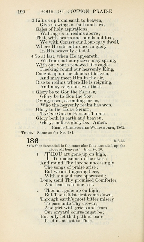 The Book of Common Praise: being the Hymn Book of the Church of England in Canada. Annotated edition page 190