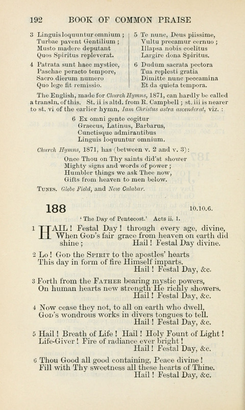 The Book of Common Praise: being the Hymn Book of the Church of England in Canada. Annotated edition page 192