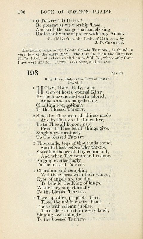The Book of Common Praise: being the Hymn Book of the Church of England in Canada. Annotated edition page 196
