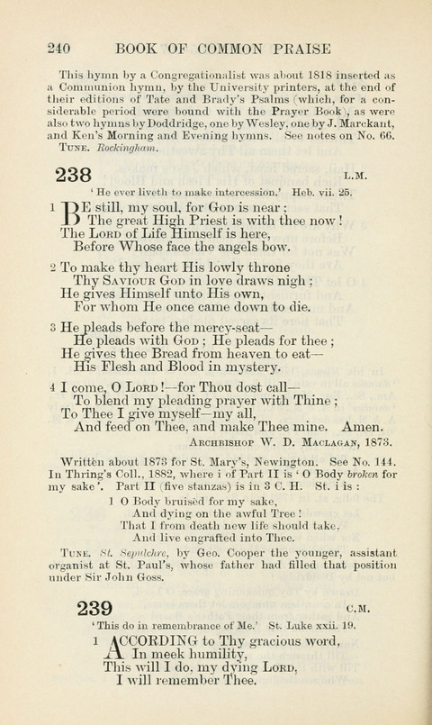 The Book of Common Praise: being the Hymn Book of the Church of England in Canada. Annotated edition page 240