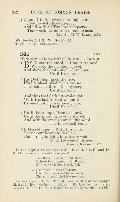 The Book of Common Praise: being the Hymn Book of the Church of England in Canada. Annotated edition page 242