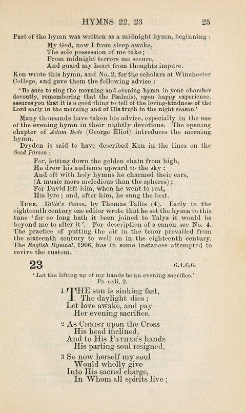 The Book of Common Praise: being the Hymn Book of the Church of England in Canada. Annotated edition page 25