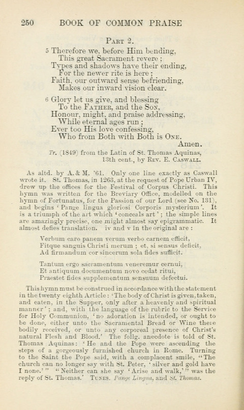 The Book of Common Praise: being the Hymn Book of the Church of England in Canada. Annotated edition page 250