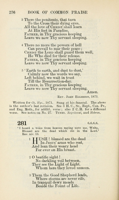 The Book of Common Praise: being the Hymn Book of the Church of England in Canada. Annotated edition page 276